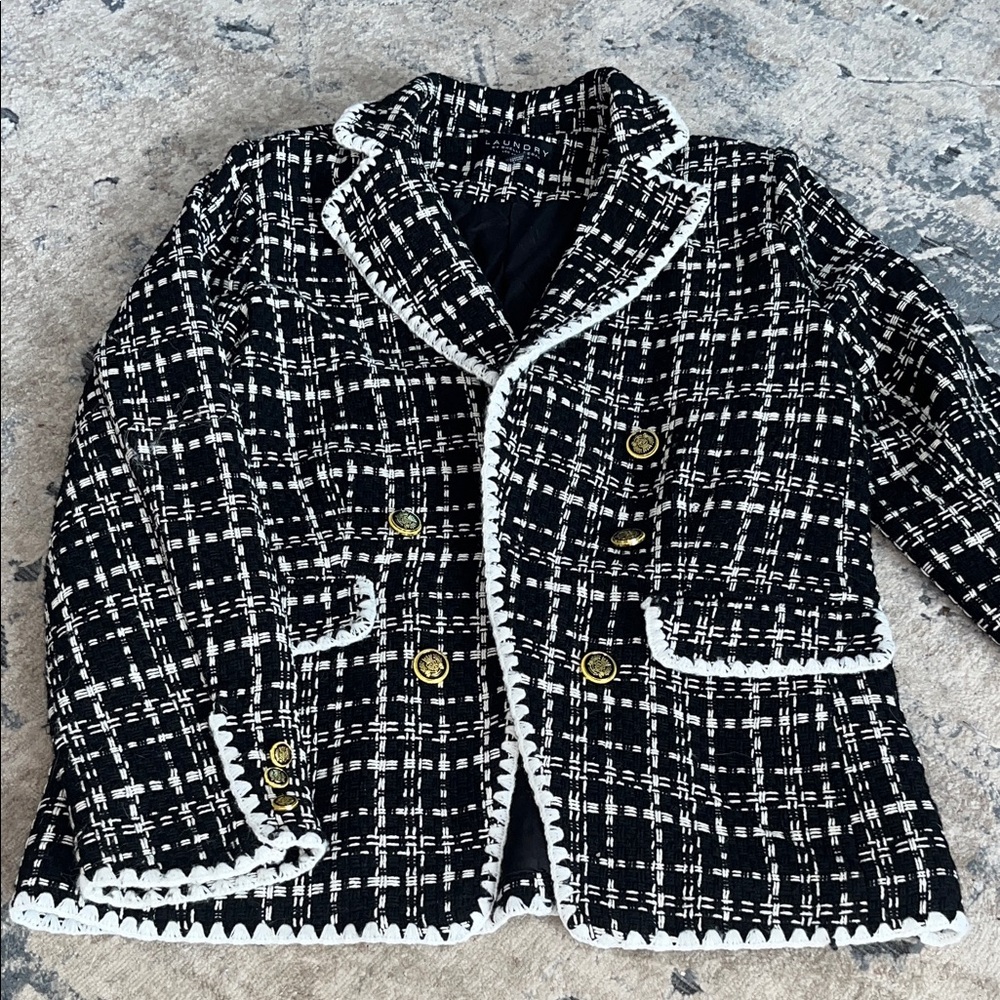 Laundry By Shelli Segal Black and White Checkered Blazer